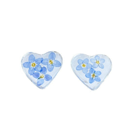 Masonic Earring - Heart Shaped Dried Flowers - Bricks Masons