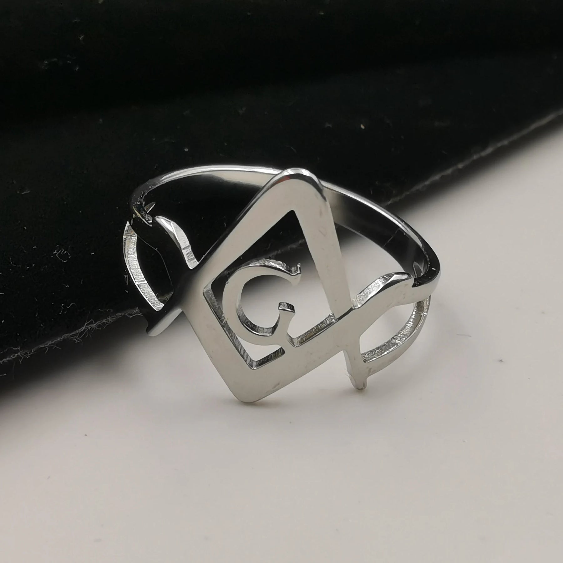 Master Mason Blue Lodge Ring - Stainless Steel (Silver Color) - Bricks Masons