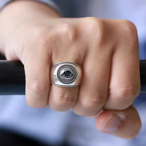 Eye Of Providence Ring - Blue All-Seeing Eye Zinc Alloy - Bricks Masons