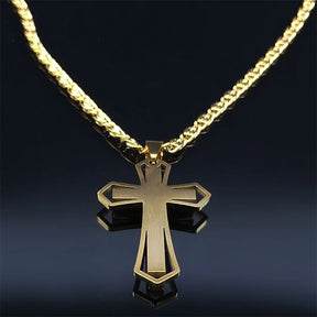 Knights Templar Commandery Necklace - Amulet Crystal Gold Color Stainless Steel - Bricks Masons