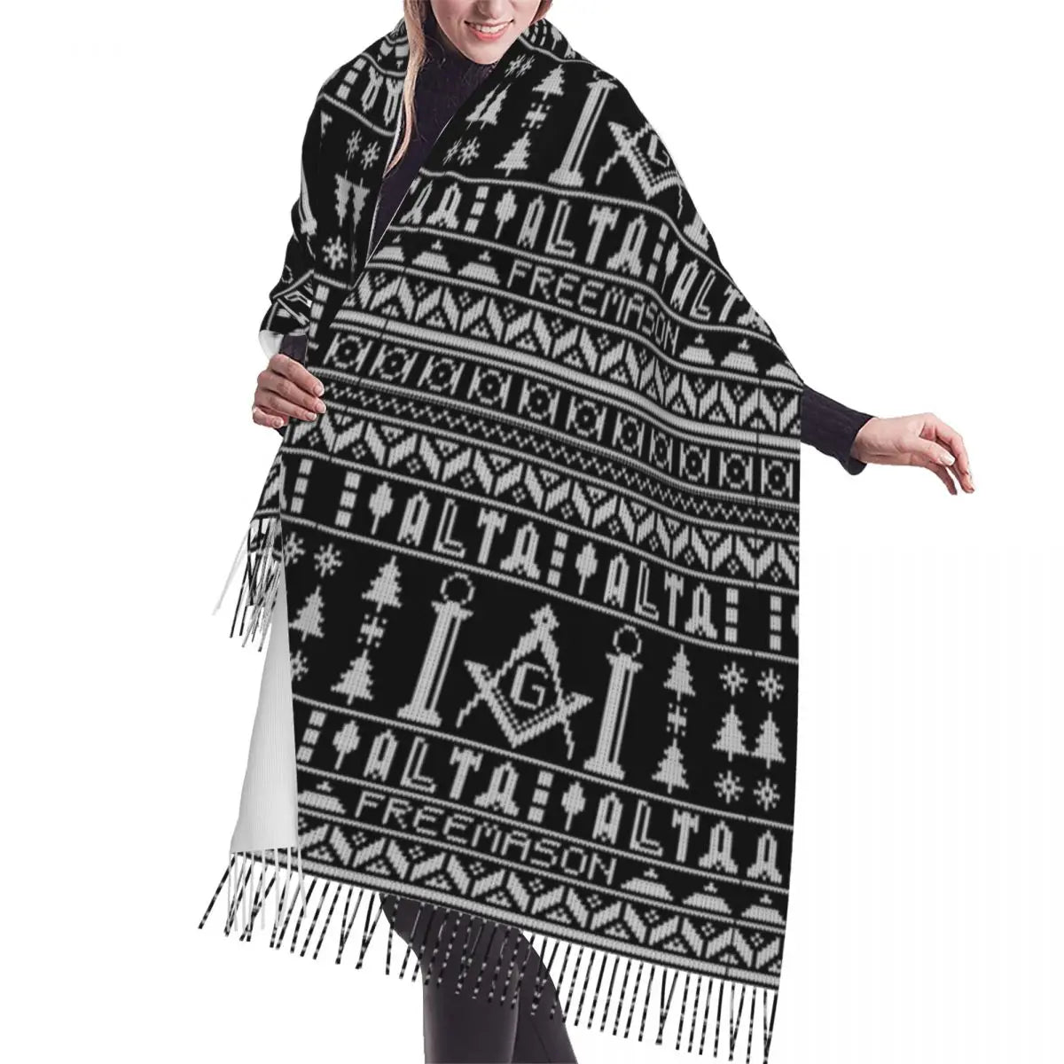 Master Mason Blue Lodge Scarf - Soft Material Printed With Tassels