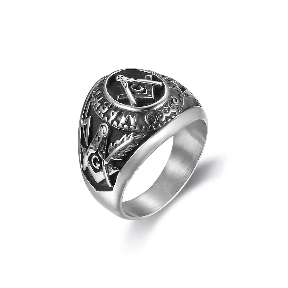 Master Mason Blue Lodge Ring - Stainless Steel - Bricks Masons