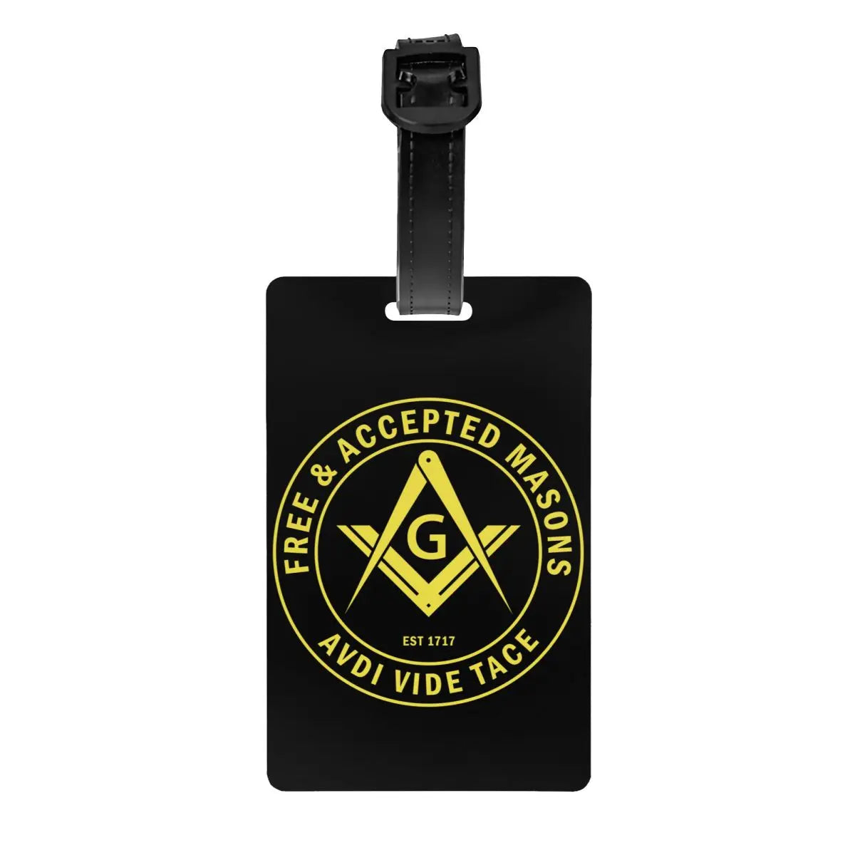 Master Mason Blue Lodge Luggage Tag -  Privacy Strap for Travel Bags - Bricks Masons