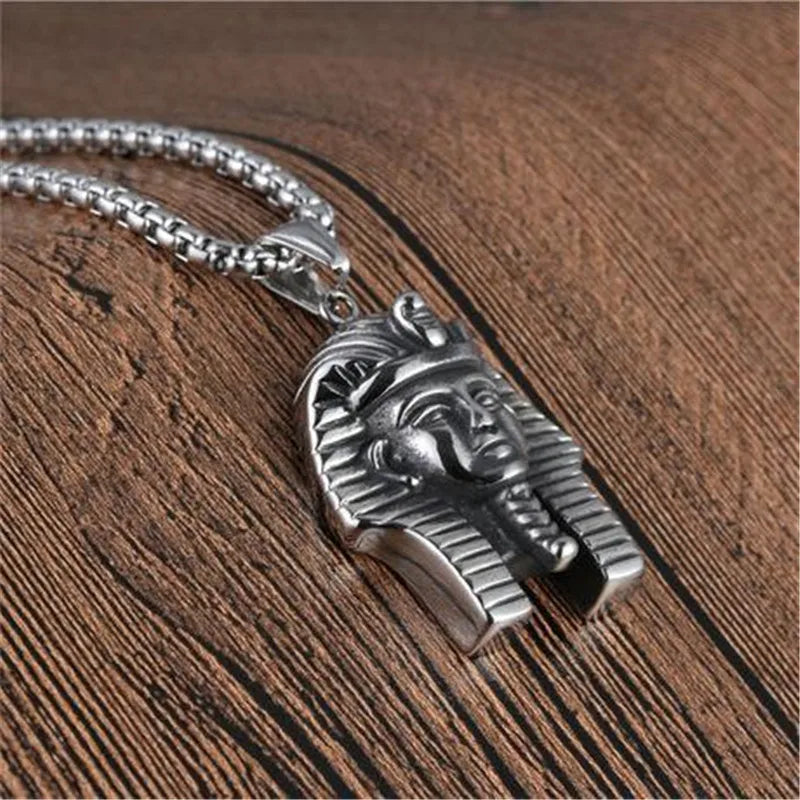 Ancient Egypt Necklace - Iron Alloy Pharaoh Portrait - Bricks Masons