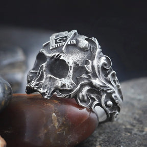 Meister-Freimaurer-Ring der Blauen Loge – Sterlingsilberring mit Winkelmaß und Zirkel