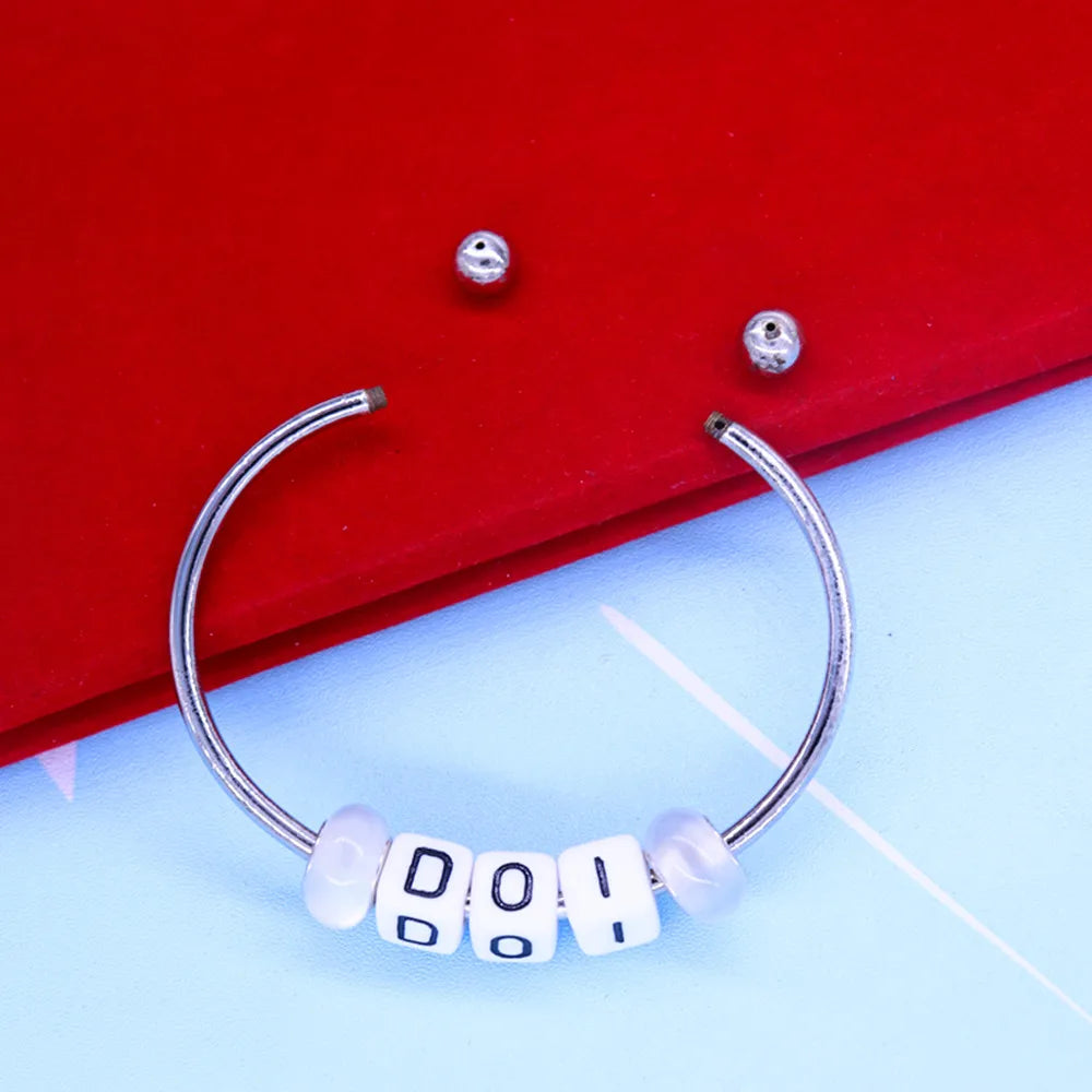 PHA DOI Bracelet - Silver Bangle With Letter Beads - Bricks Masons