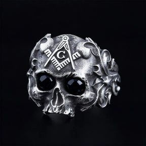 Meister-Freimaurer-Ring der Blauen Loge – Sterlingsilberring mit Winkelmaß und Zirkel