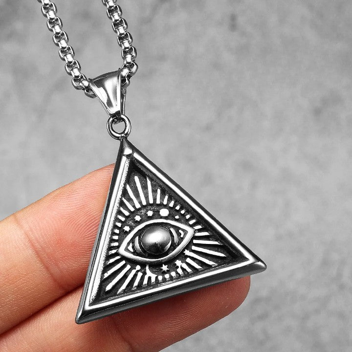 Ancient Egypt Necklace - Stainless Steel Triangle Shape - Bricks Masons