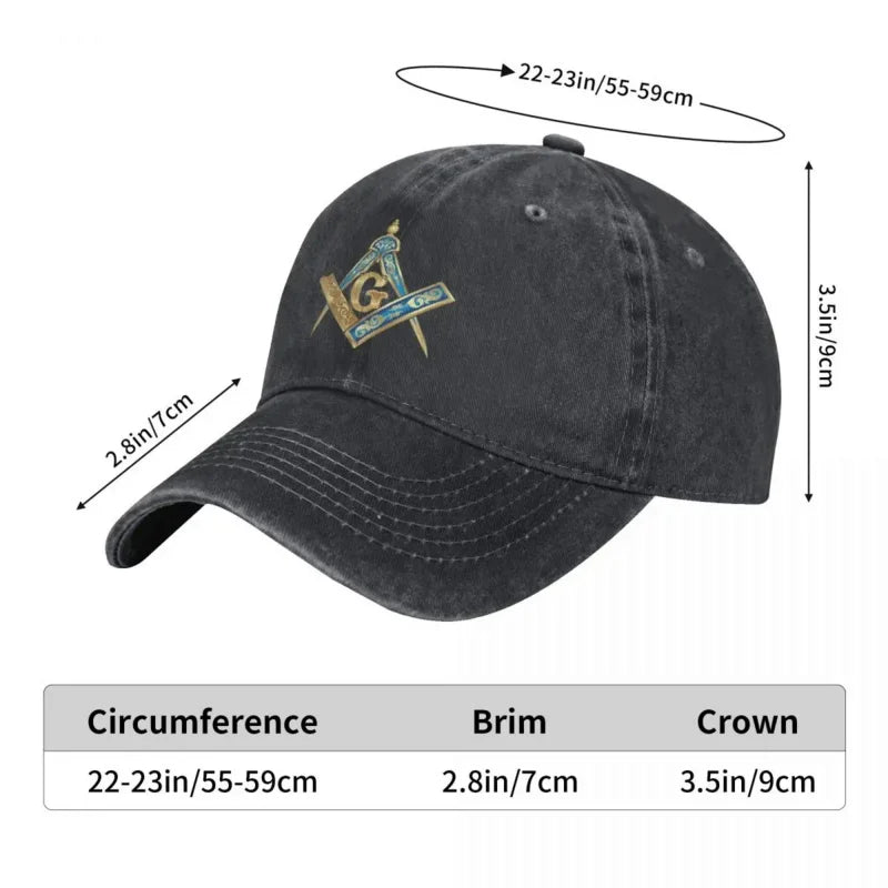 Master Mason Blue Lodge Baseball Cap - Blue & Gold Square Compass