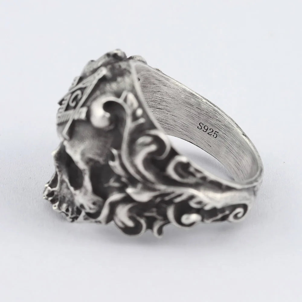 Meister-Freimaurer-Ring der Blauen Loge – Sterlingsilberring mit Winkelmaß und Zirkel