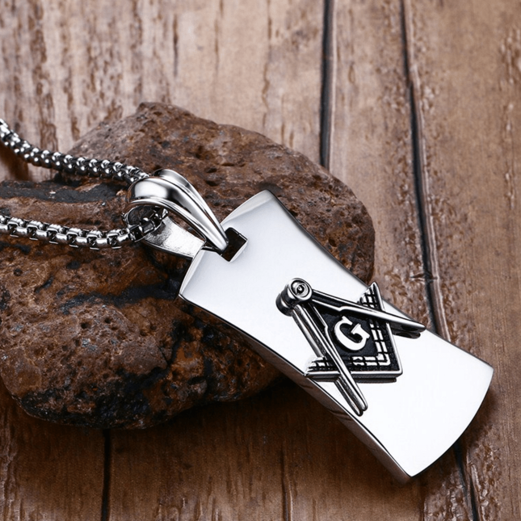 Master Mason Blue Lodge Necklace - Military Tag Titanium