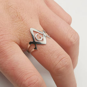 Master Mason Blue Lodge Ring - Stainless Steel (Silver Color) - Bricks Masons