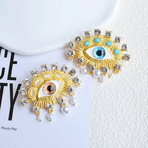 Eye Of Providence Earring - Multicolors Gemstone Eyes Shaped Dangle