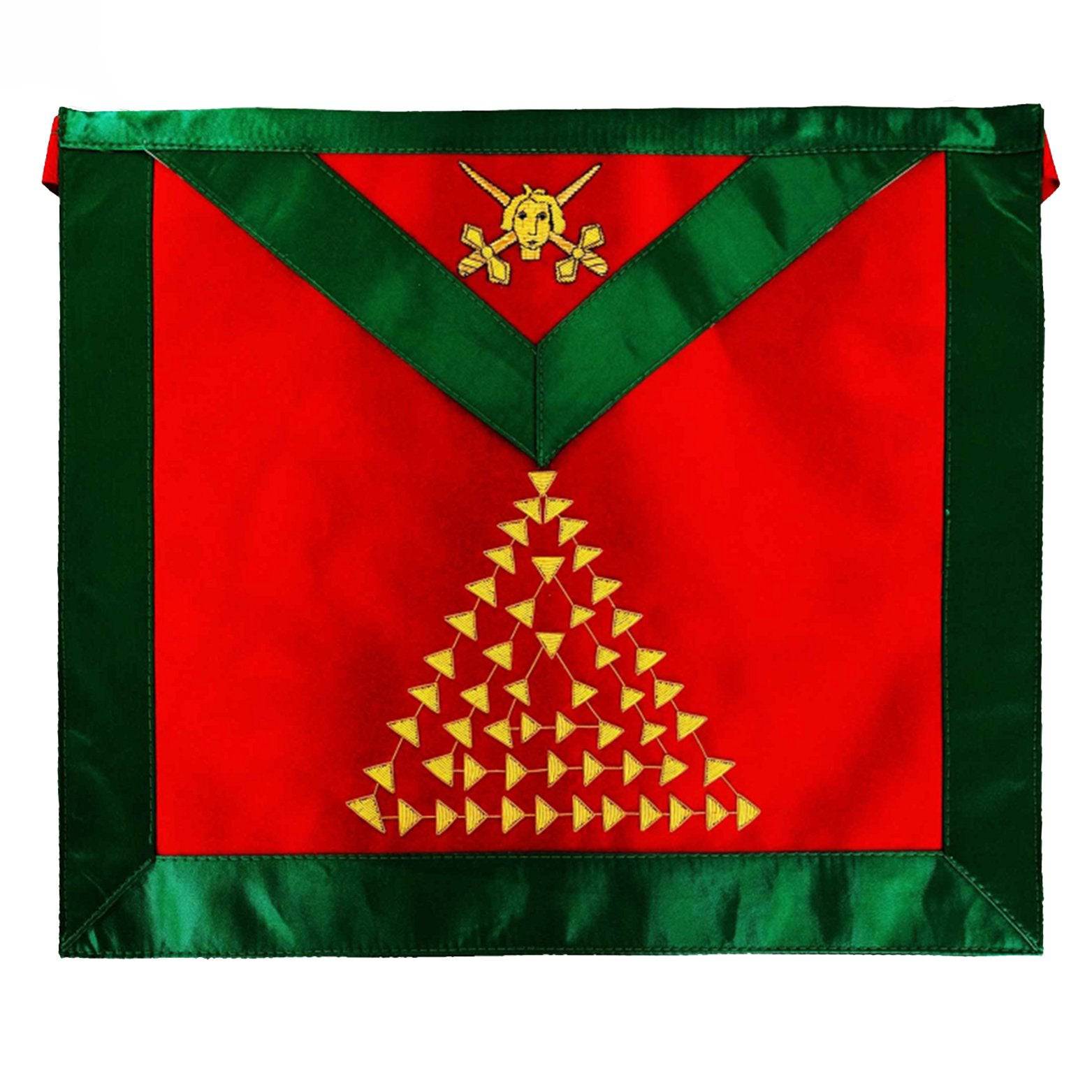 15th Degree Scottish Rite Apron - Red & Green with Gold Bullion Enbroidery