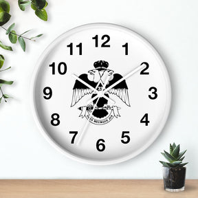 33rd Degree Scottish Rite Clock - Wings Down Wooden Frame