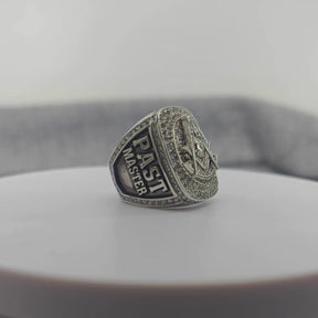 Past Master Blue Lodge Ring - Sterling Silver With Rhinestones - Bricks Masons