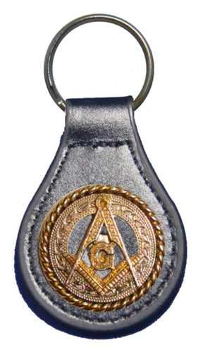 Master Mason Blue Lodge Keychain - Gold Square & Compass