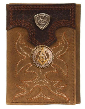 Master Mason Blue Lodge Wallet - Gold Square & Compass Ariat