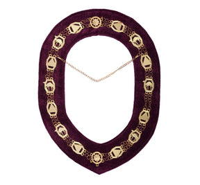 DOKO Chain Collar - Gold Plated With Burgundy Velvet - Bricks Masons