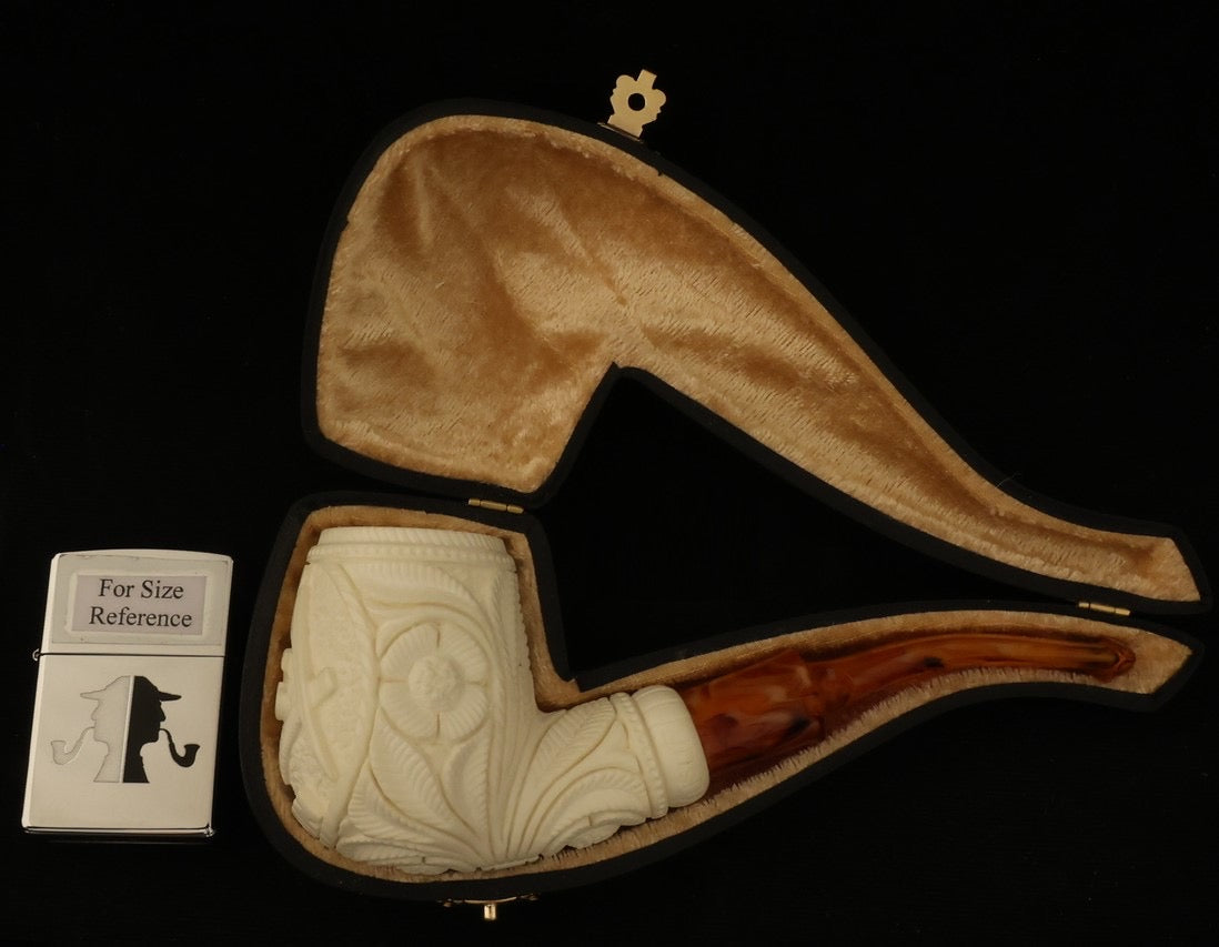 Master Mason Blue Lodge Meerschaum Pipe - Handcrafted With Fitted Case - Bricks Masons