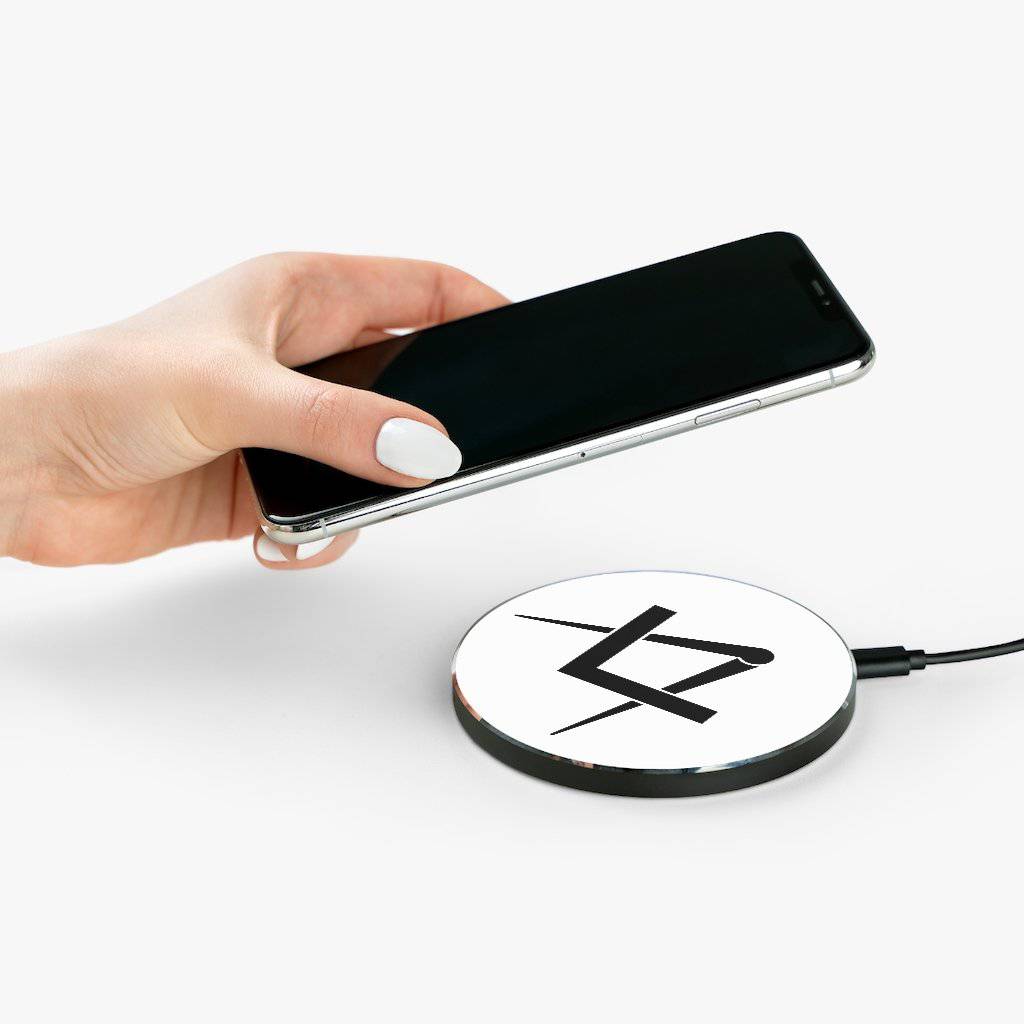 Master Mason Blue Lodge Wireless Charger - White Square & Compass