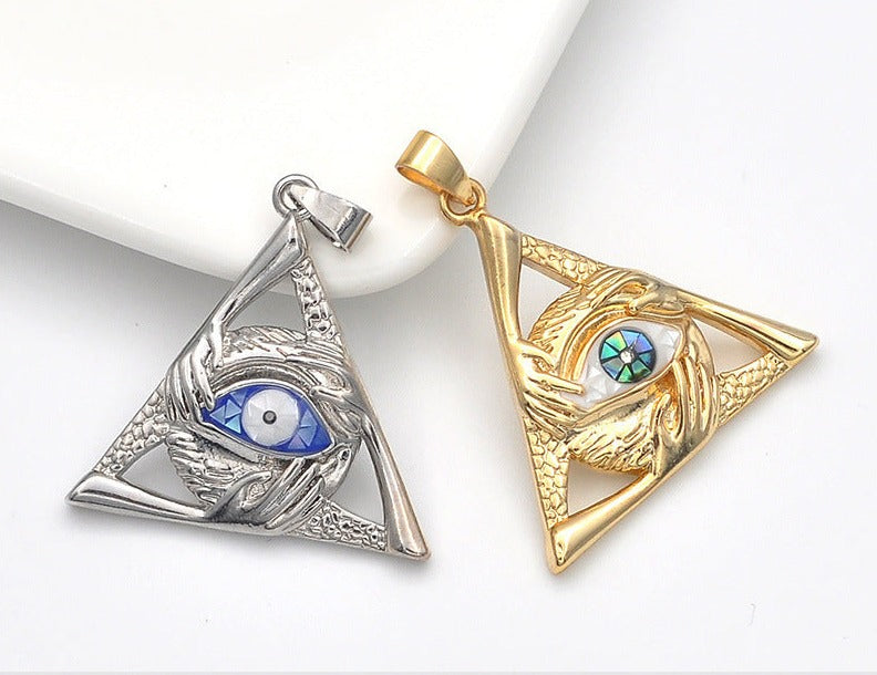 Eye Of Providence Pendant - Silver & Gold All Seeing Eye Pendant - Bricks Masons
