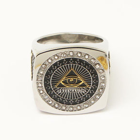 Eye Of Providence Ring - Eye of Horus Pyramid Silver Gold - Bricks Masons