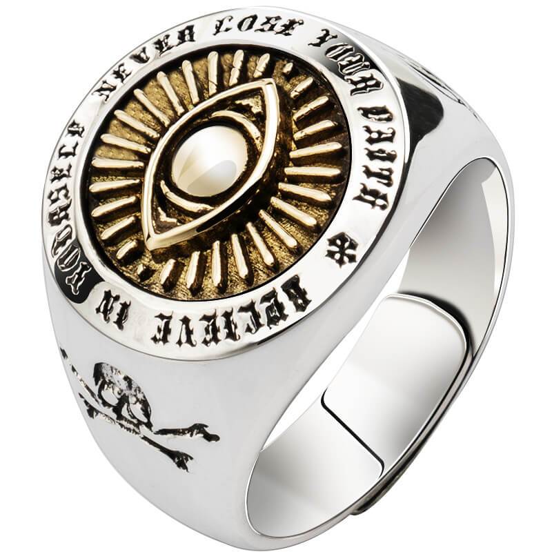Eye Of Providence Ring - Resizable Silver - Bricks Masons