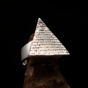 Eye Of Providence Ring - Silver All Seeing Eye Pyramid Sterling - Bricks Masons