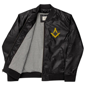 Master Mason Blue Lodge Jacket - Square and Compass Leather Golden Embroidery