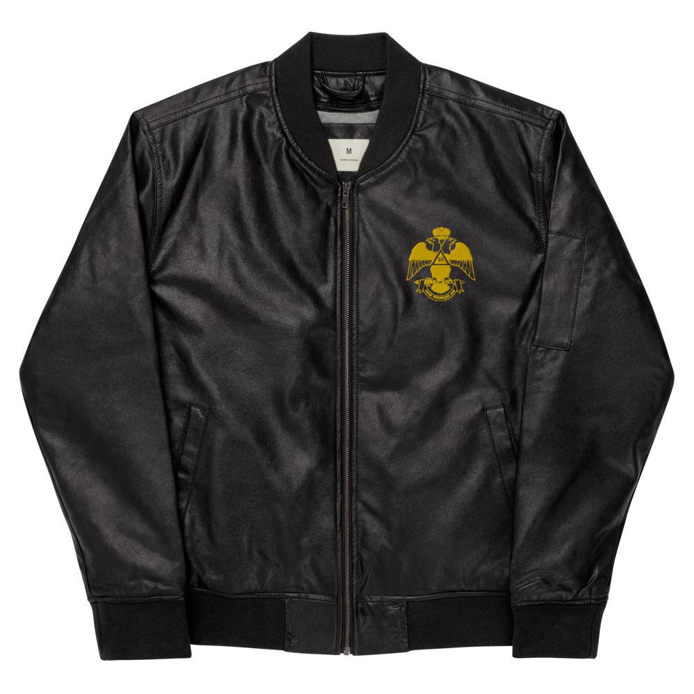 33rd Degree Scottish Rite Jacket - Wings Down Leather Golden Embroidery