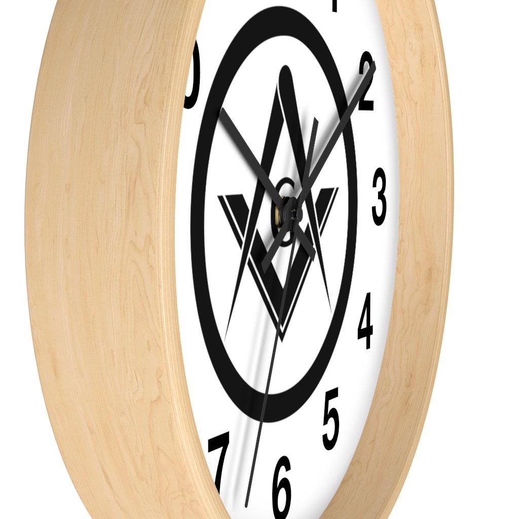 Master Mason Blue Lodge Clock - Square & Compass G Wooden Frame