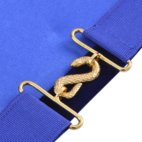 Grand Master Blue Lodge Apron - Royal Blue Velvet With Gold Metal Badge - Bricks Masons