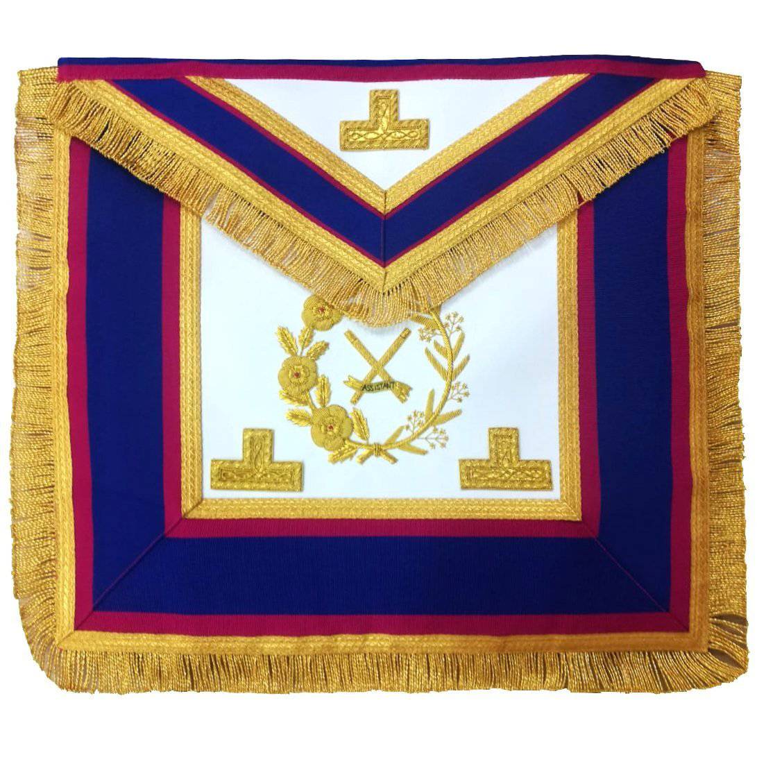 Grand Officers Mark Apron - Blue & Pink with Gold Fringe - Bricks Masons