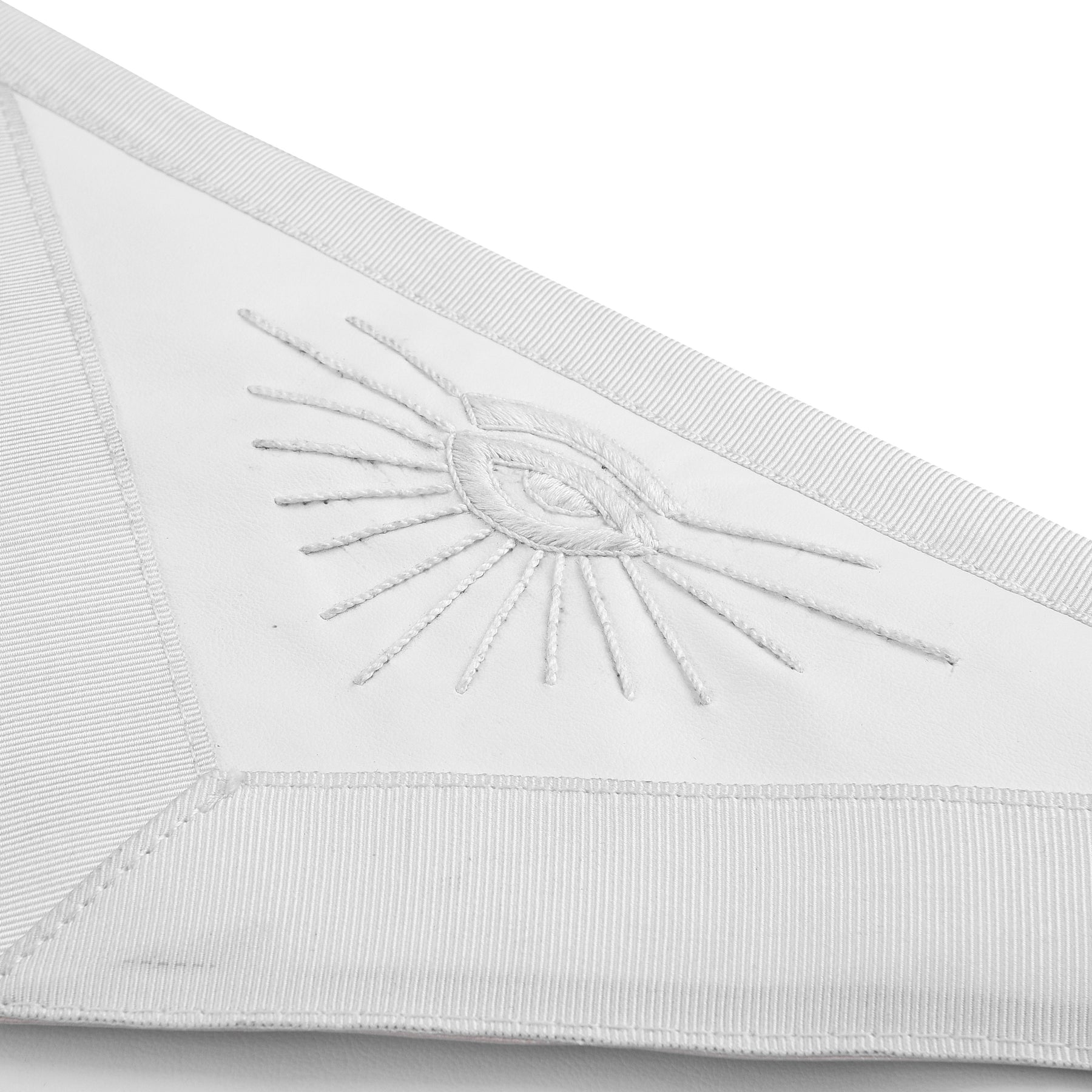 Grand Past Master Blue Lodge California Regulation Apron - White Velvet Hand Threaded Silk - Bricks Masons