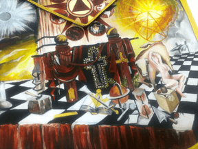 Hand-Painted Apron - Lambskin Customized - Bricks Masons