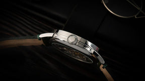 Master Mason Blue Lodge Wristwatch - Silver Skeleton & Green Leather Strap