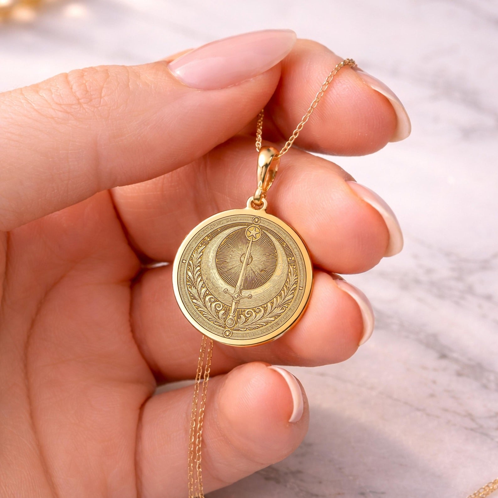 Masonic Necklace - Shriners Crescent Sword With Customization - Bricks Masons