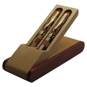 Master Mason Blue Lodge Pen - Wood Double Pen Set Desk - Bricks Masons