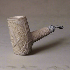 Master Mason Blue Lodge Meerschaum Pipe - Handmade With Velvet Case - Bricks Masons