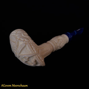 Master Mason Blue Lodge Meerschaum Pipe - Handmade with Fitter Case - Bricks Masons