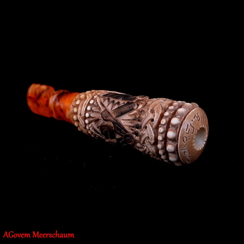 Master Mason Blue Lodge Cigarette Holder - Meerschaum & Natural Wax with Fitter Case - Bricks Masons