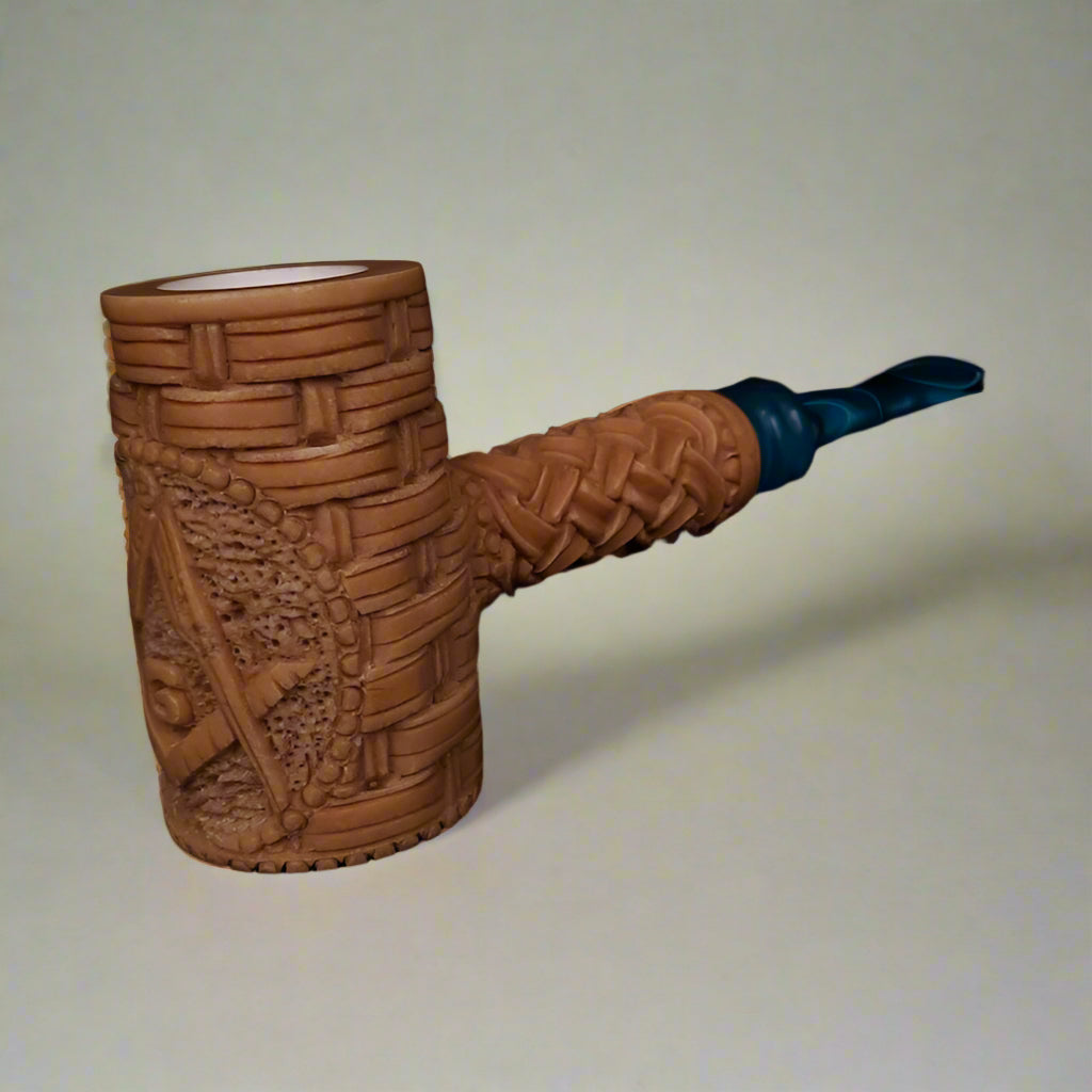 Master Mason Blue Lodge Meerschaum Pipe - Square and Compass G Gavel Shape - Bricks Masons