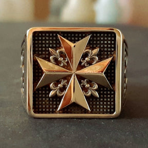 Order Of Malta Ring - Handcrafted Solid Silver Vermeil - Bricks Masons