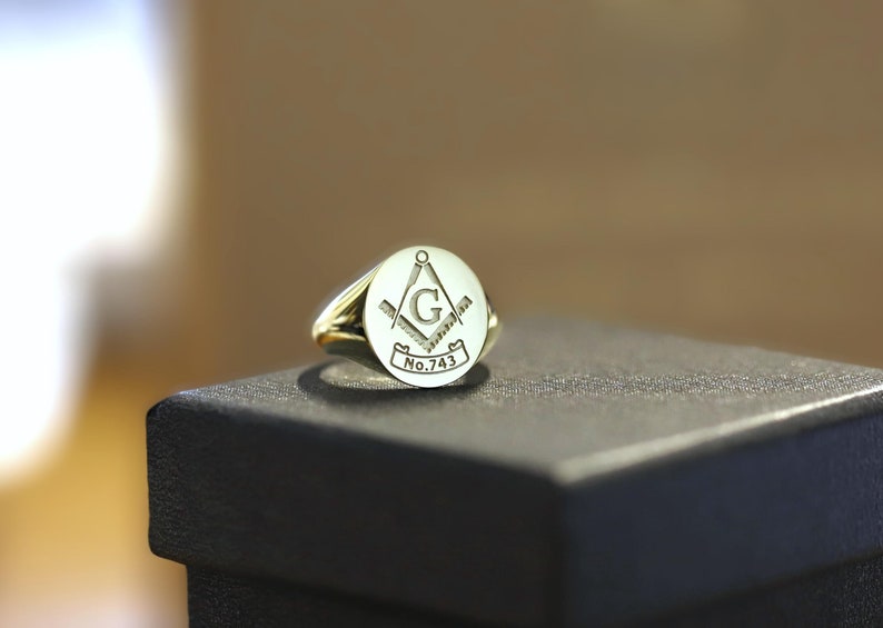 Master Mason Blue Lodge Ring - White Gold 10k Gold 14k