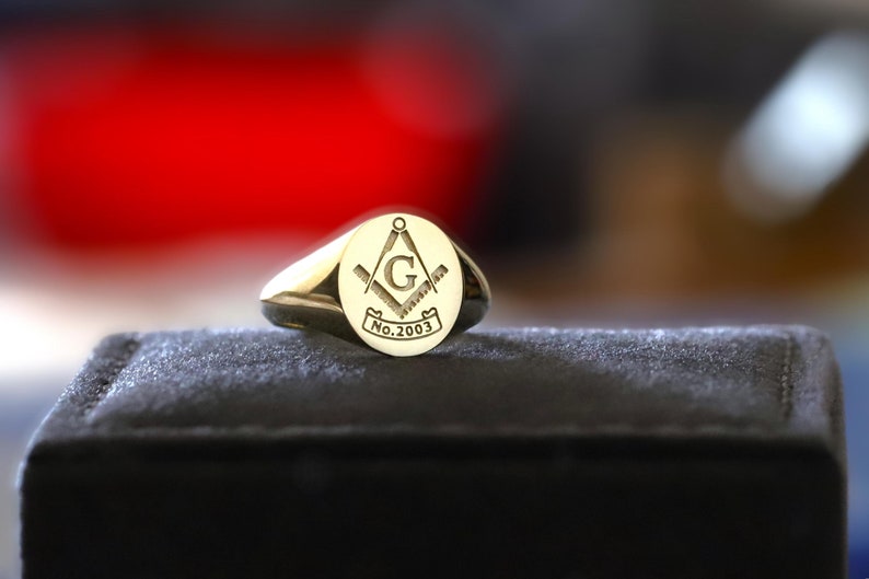 Master Mason Blue Lodge Ring - White Gold 10k Gold 14k