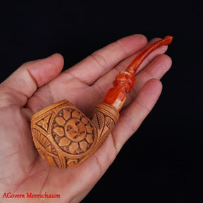 Master Mason Blue Lodge Meerschaum Pipe - Eye of Providence With Square & Compass G - Bricks Masons