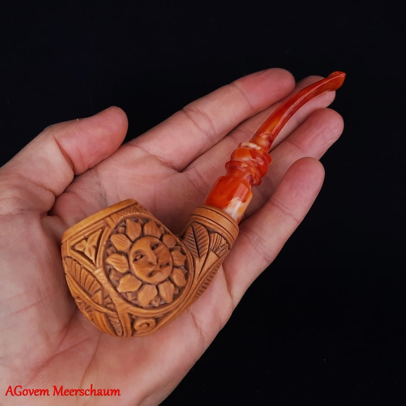 Master Mason Blue Lodge Meerschaum Pipe - Eye of Providence With Square & Compass G - Bricks Masons