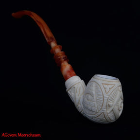 Master Mason Blue Lodge Meerschaum Pipe - Square and Compass G With Eye of Providence - Bricks Masons