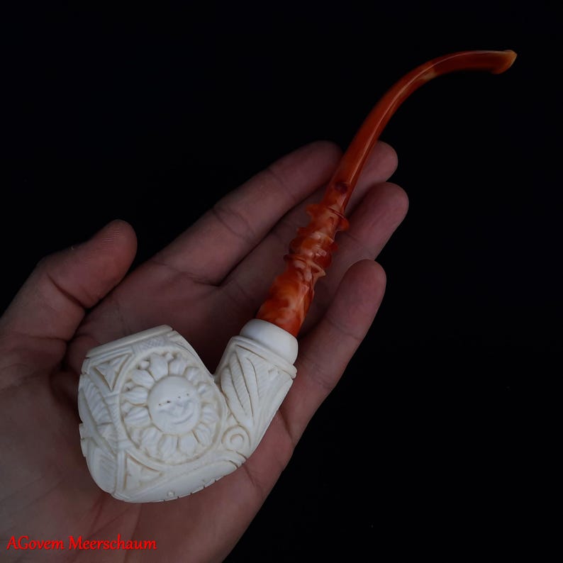 Master Mason Blue Lodge Meerschaum Pipe - Square and Compass G With Eye of Providence - Bricks Masons